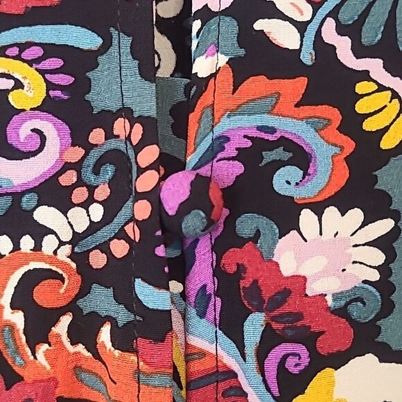 LOFT Floral Button Front Tiered Multicolor Floral Long Sleeve Dress Size XL - Picture 6 of 13